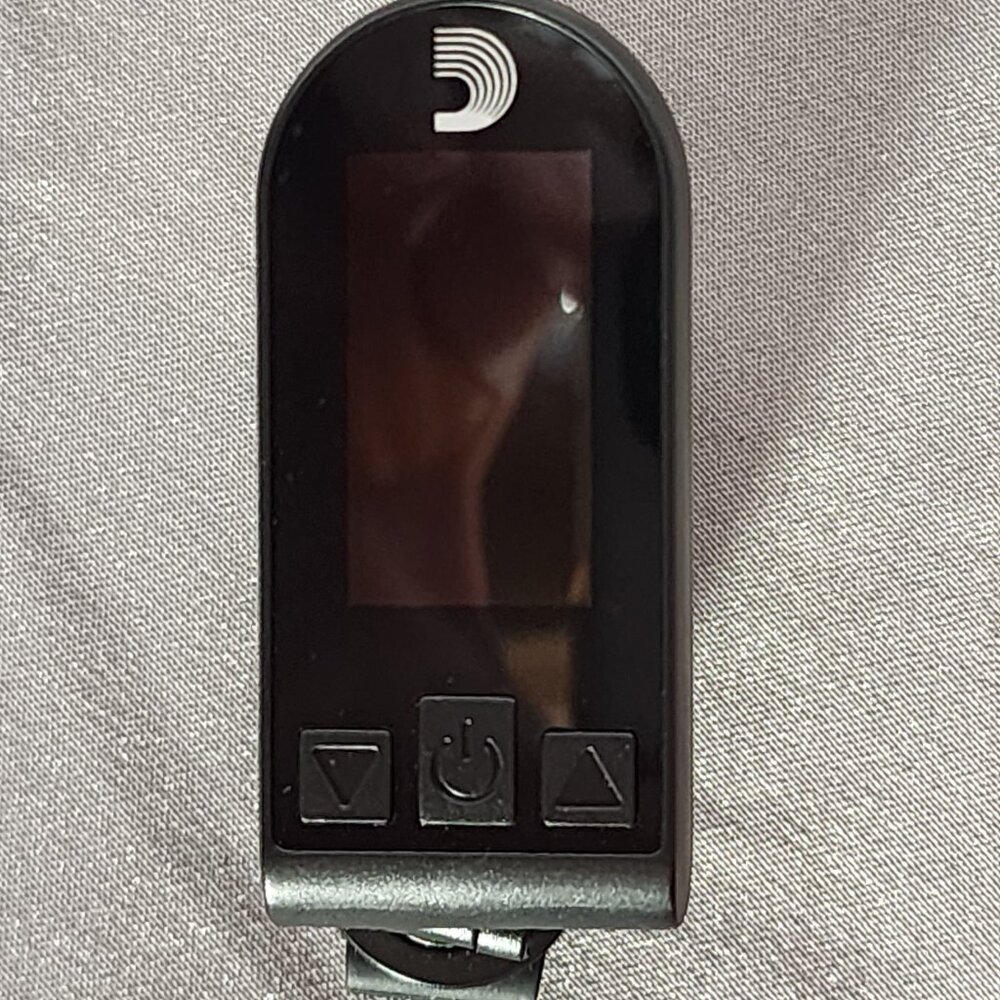 D'Addario Equinox Black Headstock Clip On Battery Operated Electric Guitar Tuner